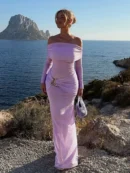 Mesh Off Shoulder   Dress Slash  Backless Elegant Long Dress  2025  Dress