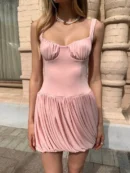 Pleated Spaghetti Strap Mini