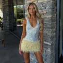 Sequin Tassel Spaghetti Strap Mini Dress
