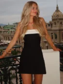 Off-shoulder Strapless  Mini Dress For   Patchwork Backless Sleeveless  A-line   Dress