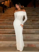 Long Sleeve Off-Shoulder Maxi Dress