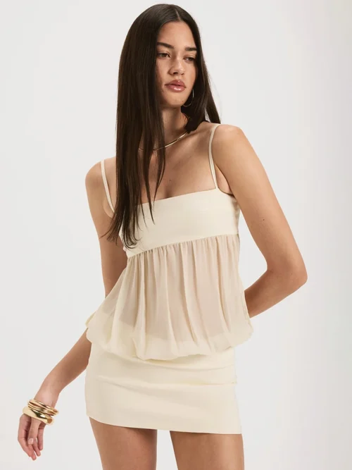 Spaghetti Strap Backless  Mini Dress  Elegant Chiffon  Sleeveless    Dress