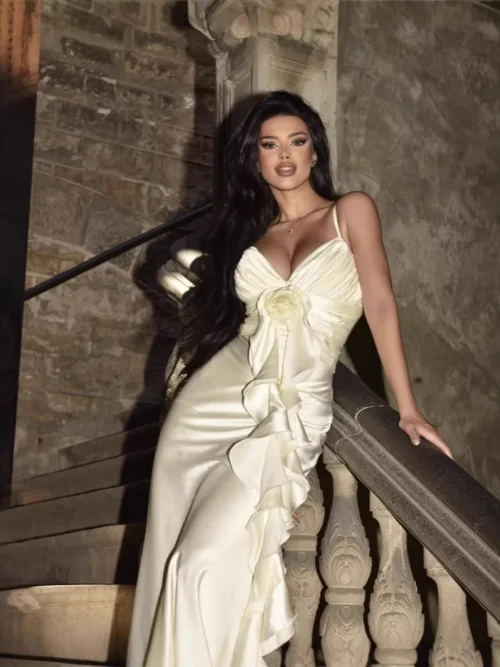 Spaghetti Strap Elegant Flower Maxi Dress