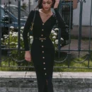 Fall Winter Knitted Button Sweaters Midi Dress Elegant s Long Sleeve Split Bodycon Cardigan Dress Clothes