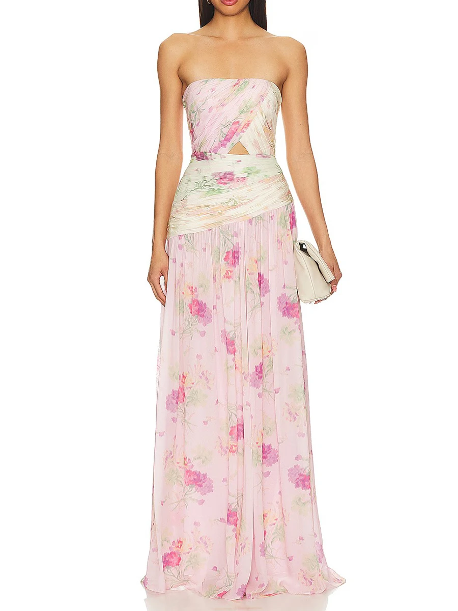 Strapless Floral Fairy Maxi Dress