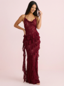 Lace Halter Backless Maxi Dress