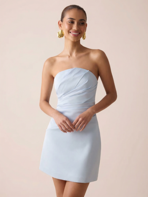 Off-shoulder Strapless  Mini Dress  Elegant Zipper Sleeveless Backless Bodycon   Dress