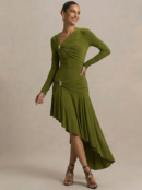 Irregular Ruffle Long Sleeve Maxi Dress