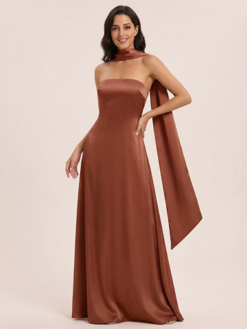 Off-shoulder Strapless  Maxi Dress   Elegant Scarf Collar Sleeveless Backless Bodycon   Dress