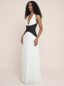 Halter  Backless Maxi Dress   Fashion Patchwork Sleeveless