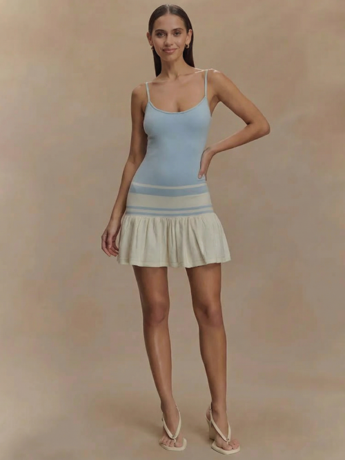 Two Tone Patchwork Mini Dress