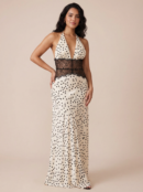Halter Polka Dot Backless Maxi Dress