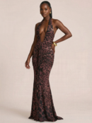 Leopard Print Halter Maxi Dress