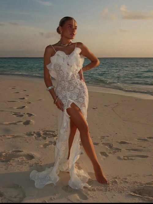 Floral Print Elegant Ruffle Maxi Dress