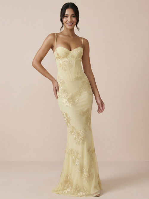 Floral Spaghetti Strap Backless Maxi Dress