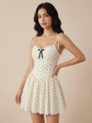 White Polka Dot Summer A-line Mini Dress