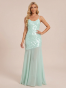 Sequin Mermaid Spaghetti Strap Summer Maxi Dress