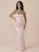 Strapless Elegant Ruched Maxi Dress